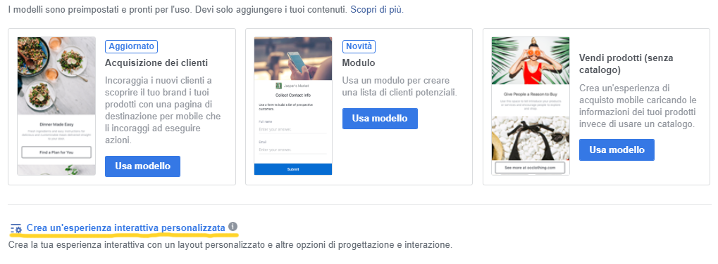 personalizzare un'Instant experience