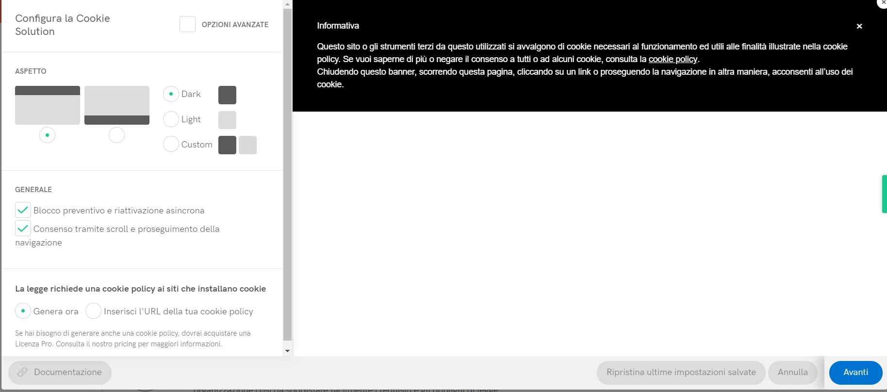 servizi integrazione privacy e cookie policy Iubenda