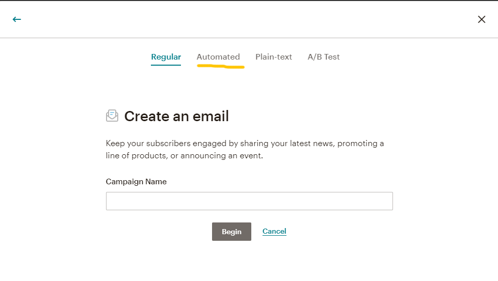 email di benvenuto Mailchimp