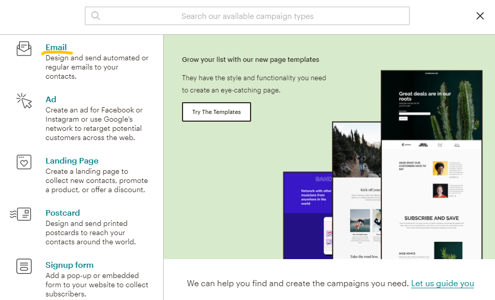 campagna di benvenuto Mailchimp