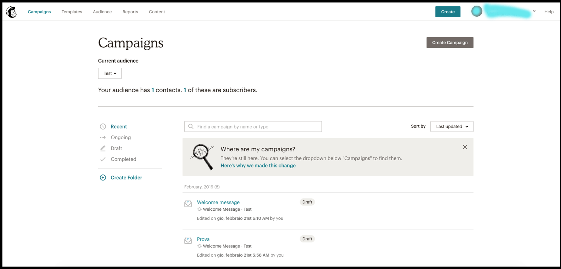 campagna Mailchimp