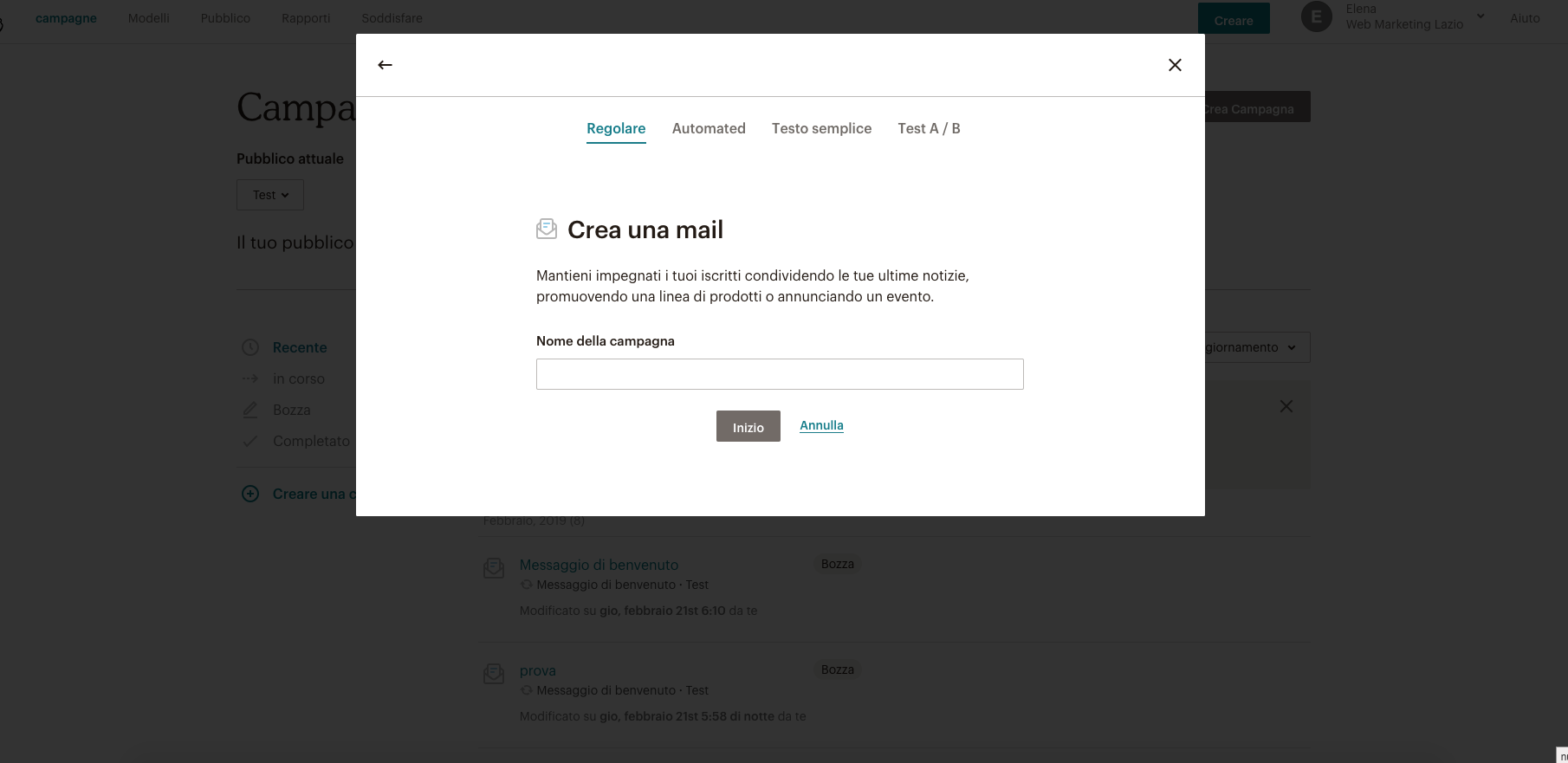 campagna Mailchimp